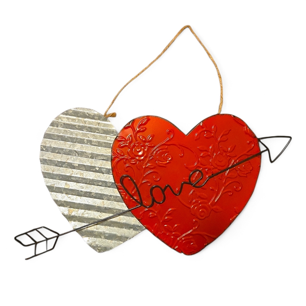 Red and Silver Heart Wall Hanging